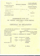 LMM12 - RECENSEMENT POUR 1915 DES VOITURES SUSCEPTIBLES D'ÊTRE REQUISES - CONVOCATION DE LA MAIRIE DE JUY LE MOUTIER - WW1