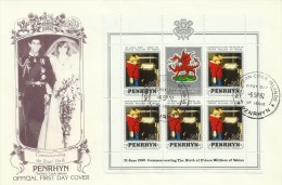 Penrhyn 1982 21 June Birth Of Prince William Of Wales 50c Souvenir Sheet FDC - Penrhyn