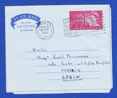 AEROGRAMME -- CACHET - LONDON, 24.APR.1962 - Lettres & Documents