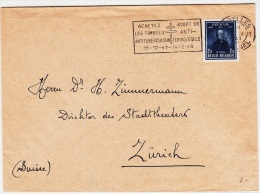 BELGIUM USED COVER 2?/?1/1948 COB 748 BRUXELLES VERS ZURICH - Lettres & Documents