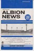 Official Football Programme WEST BROMWICH ALBION - BOLOGNA INTER CITIES FAIRS CUP ( Pre - UEFA ) 1967 3rd Round - Abbigliamento, Souvenirs & Varie