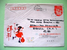 China 2010 Pre Paid Enveloppe Sent To Brazil - Year Of The Rat - Girl - Bird - Cartas & Documentos