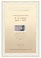 BRD / First Day Sheet (1988/29) 5300 Bonn 1: Night Of Broken Glass (Kristallnacht), 9–10 November 1938, 50 Years - Judaisme