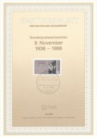 BRD / First Day Sheet (1988/29) 5300 Bonn 1: Night Of Broken Glass (Kristallnacht), 9–10 November 1938, 50 Years - Judaika, Judentum
