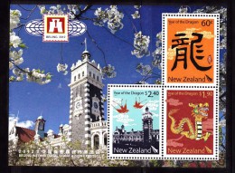 New Zealand Year Of The Dragon Souvenir Sheet Coin Expo Mint NH - Unused Stamps