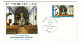 TAHITI / POLYNESIE FRANCAISE / CATHEDRALE SAINT-MICHEL à RIKITEA  ( ÎLES DES GAMBIERS ) / Timbre De 100 F. En 1985 - FDC