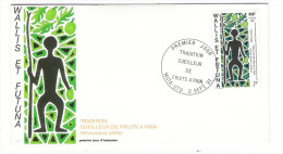 WALLIS Et FUTUNA / TAHITI / POLYNESIE FRANCAISE / TRADITION : CUEILLEUR DE FRUITS à PAIN / Timbre De 7 F. En 1991 - FDC