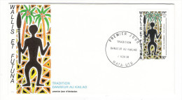 WALLIS Et FUTUNA / TAHITI / POLYNESIE FRANCAISE / TRADITION : DANSEUR AU KAÏLAO / Timbre De 90 F. En 1991 - FDC