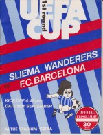 Official Football Programme SLIEMA WANDERERS Malta - BARCELONA UEFA Cup 1980 1st Round RARE - Abbigliamento, Souvenirs & Varie