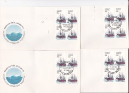 Australian Antarctic Territory 1979 Ships Serie I,Discovery ,   Block 4 X 4 Bases FDCs - FDC