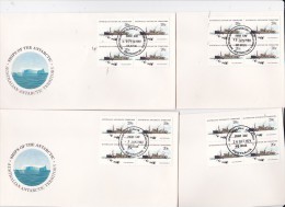 Australian Antarctic Territory 1979 Ships Serie I,Discovery II ,   Block 4 X 4 Bases FDCs - FDC