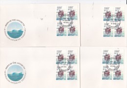 Australian Antarctic Territory 1979 Ships Serie I,Thala Dan ,   Block 4 X 4 Bases FDCs - FDC