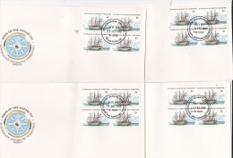 Australian Antarctic Territory 1980 Ships Serie II,Aurora,   Block 4 X 4 Bases FDCs - FDC