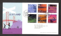 Nbd0228b LANDSCHAPPEN BRUG DOEDELZAK FIETS PIPER  BICYCLE BRIDGE LANDSCAPES SCOTLAND LANDSCHAFTEN GREAT BRITAIN 2003 FDC - 2001-2010 Em. Décimales