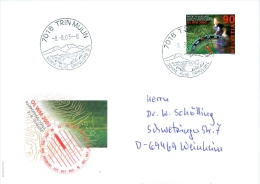 Schweiz Trin Mulin SST 2003 Berge + Wald + Briefmarke + Sonderumschlag Weltmeisterschaft Orientierungslauf Brief BRD - Cartas & Documentos