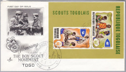 Motiv Pfadfinder - Scouts 1868-11-23 LOME TOGO Block Auf FDC Brief - Covers & Documents