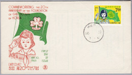 Motiv Pfadfinder Scouts KOREA 1966-10-5 Illustriertes FDC "20 Jahre Girl Scouts Of Korea" - Cartas & Documentos