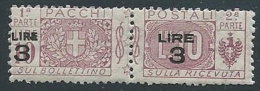 1923-25 REGNO PACCHI POSTALI 3 SU 10 LIRE MNH ** - ED776-3 - Postal Parcels