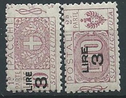 1923-25 REGNO PACCHI POSTALI 3 SU 10 LIRE SEZIONI MNH ** - ED776-2 - Paketmarken