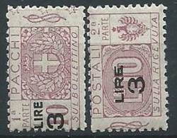 1923-25 REGNO PACCHI POSTALI 3 SU 10 LIRE SEZIONI MNH ** - ED776-3 - Postal Parcels