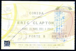 Concert D'ERIC CLAPTON Au POPB Le 20 Mars 2001 - Konzertkarten