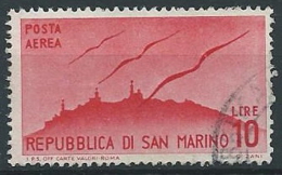 1946 SAN MARINO USATO POSTA AEREA VEDUTE 10 LIRE - ED778 - Poste Aérienne