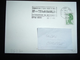 CARTE TP LIBERTE DE GANDON 2,00F OBL.MEC. 26-1-1989 POSTE AUX ARMEES BPM 600 + 25 KM BERLIN DIMANCHE 7 MAI 1989 - 1982-1990 Liberty Of Gandon