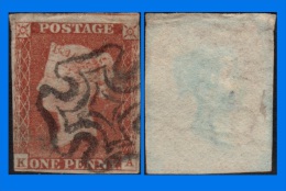 GB 1841-0124, QV 1d Pale Red-Brown Letters K-A SG9 Plate 21 (Spec BS10b), MC Cancel - Used Stamps