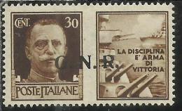 ITALIA REGNO ITALY KINGDOM 1944 PROPAGANDA DI GUERRA RSI GNR BRESCIA CENT. 30 I TIPO MNH - Propaganda Di Guerra