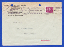 ENVELOPPE, MANUEL ALEXANDRE ALVES CORREIA, ADVOGADO . COIMBRA -- CACHET - CORRº E TELº . COIMBRA, 6.5.47 - Storia Postale