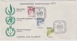 MALTA - 1973 - INTERNATIONAL ANNIVERSARIES - Valletta - FDC - WHO