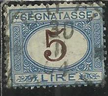 ITALIA REGNO ITALY KINGDOM 1870 - 1874 SEGNATASSE TAXES DUE TASSE CIFRA NUMERAL LIRE 5 TIMBRATO USED - Taxe