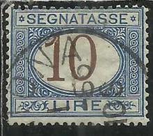 ITALIA REGNO ITALY KINGDOM 1870 - 1874 SEGNATASSE TAXES DUE TASSE CIFRA NUMERAL LIRE 10 TIMBRATO USED - Taxe