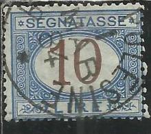 ITALIA REGNO ITALY KINGDOM 1870 - 1874 SEGNATASSE TAXES DUE TASSE CIFRA NUMERAL LIRE 10 TIMBRATO USED - Taxe