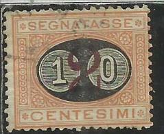 ITALIA REGNO ITALY KINGDOM 1890 1891 SEGNATASSE TAXES DUE TASSE MASCHERINE CENT. 10 SU 2 USATO USED - Segnatasse