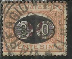 ITALIA REGNO ITALY KINGDOM 1890 1891 SEGNATASSE TAXES DUE TASSE MASCHERINE CENT. 30 SU 2 USATO USED - Postage Due