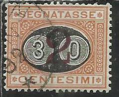 ITALIA REGNO ITALY KINGDOM 1890 1891 SEGNATASSE TAXES DUE TASSE MASCHERINE CENT. 30 SU 2 USATO USED - Strafport