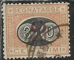 ITALIA REGNO ITALY KINGDOM 1890 1891 SEGNATASSE TAXES DUE TASSE MASCHERINE CENT. 30 SU 2 USATO USED - Strafport