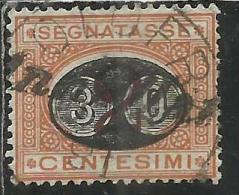 ITALIA REGNO ITALY KINGDOM 1890 1891 SEGNATASSE TAXES DUE TASSE MASCHERINE CENT. 30 SU 2 USATO USED - Postage Due