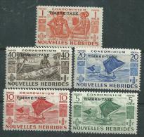 Nouvelles Hébrides Taxe N° 26 / 30  XX  Surcharge Française  La Série Des 5 Valeurs Sans  Charnière, TB - Unused Stamps