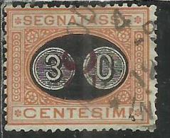 ITALIA REGNO ITALY KINGDOM 1890 1891 SEGNATASSE TAXES DUE TASSE MASCHERINE CENT. 30 SU 2 USATO USED - Taxe