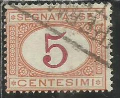 ITALIA REGNO ITALY KINGDOM 1890 - 1894 SEGNATASSE DEL 1870 TAXES DUE TASSE CIFRA NUMERAL CENT. 5 TIMBRATO USED - Segnatasse