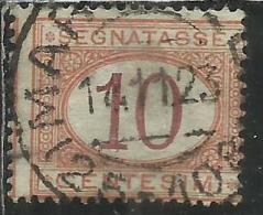 ITALIA REGNO ITALY KINGDOM 1890 - 1894 SEGNATASSE DEL 1870 TAXES DUE TASSE CIFRA NUMERAL CENT. 10 TIMBRATO USED - Strafport