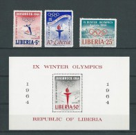 Libéria: 391 + PA 144/ 145 + BF 28 ** - Winter 1964: Innsbruck