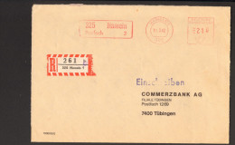 BRD Einschreibebrief Mit R-Zettel Rautenausgabe Von 1982 Aus Hameln Änderung Mit Handstempel A - R- & V- Labels