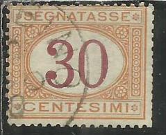 ITALIA REGNO ITALY KINGDOM 1890 - 1894 SEGNATASSE DEL 1870 TAXES DUE TASSE CIFRA NUMERAL CENT. 30 TIMBRATO USED - Strafport