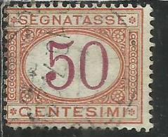 ITALIA REGNO ITALY KINGDOM 1890 - 1894 SEGNATASSE DEL 1870 TAXES DUE TASSE CIFRA NUMERAL CENT. 50 TIMBRATO USED - Portomarken