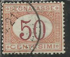 ITALIA REGNO ITALY KINGDOM 1890 - 1894 SEGNATASSE DEL 1870 TAXES DUE TASSE CIFRA NUMERAL CENT. 50 TIMBRATO USED - Portomarken