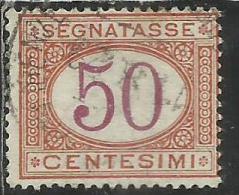 ITALIA REGNO ITALY KINGDOM 1890 - 1894 SEGNATASSE DEL 1870 TAXES DUE TASSE CIFRA NUMERAL CENT. 50 TIMBRATO USED - Portomarken