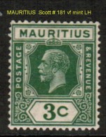 MAURITIUS    Scott  # 181* VF MINT LH - Mauricio (...-1967)